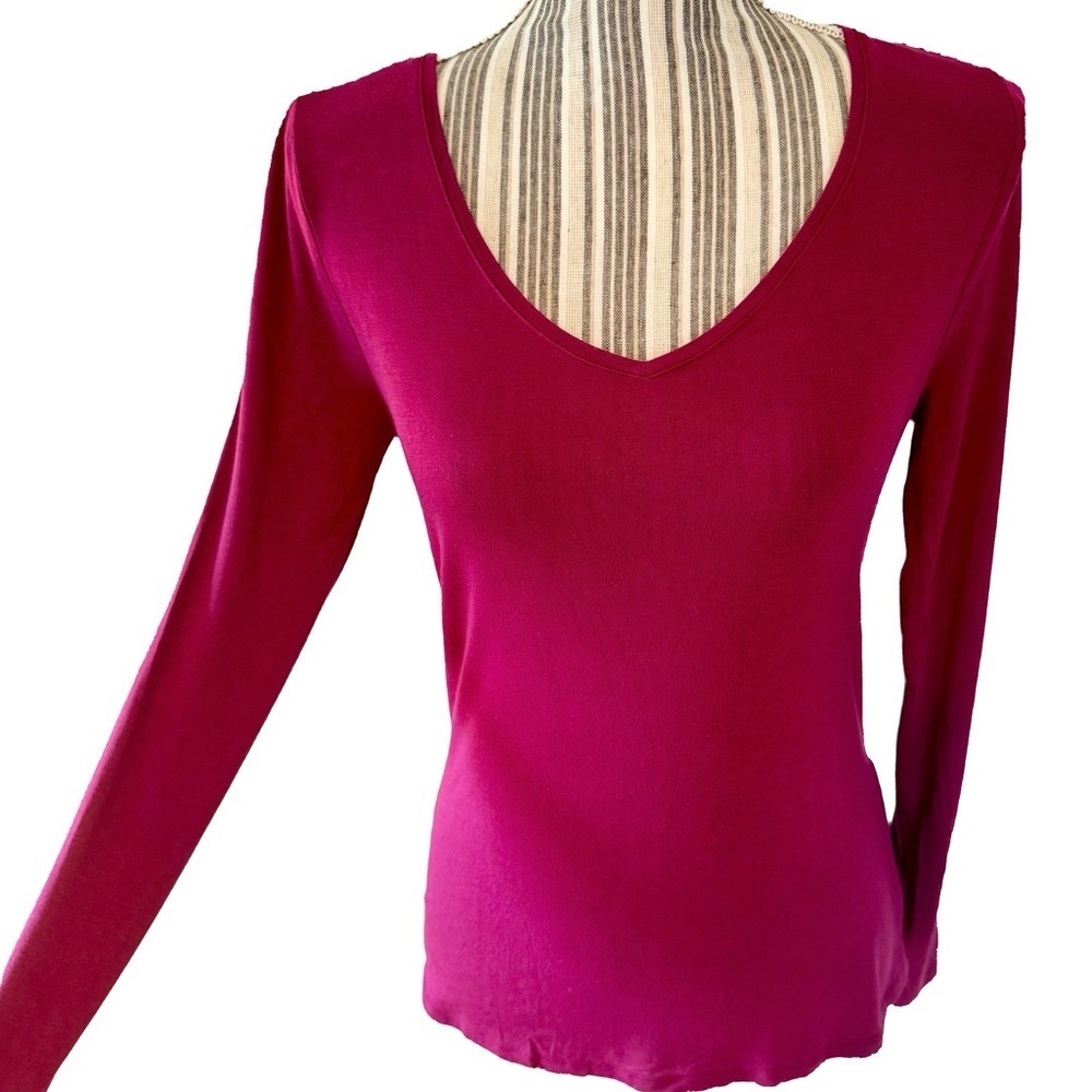White House Black Market Pink Fitted Long Sleeve Blouse